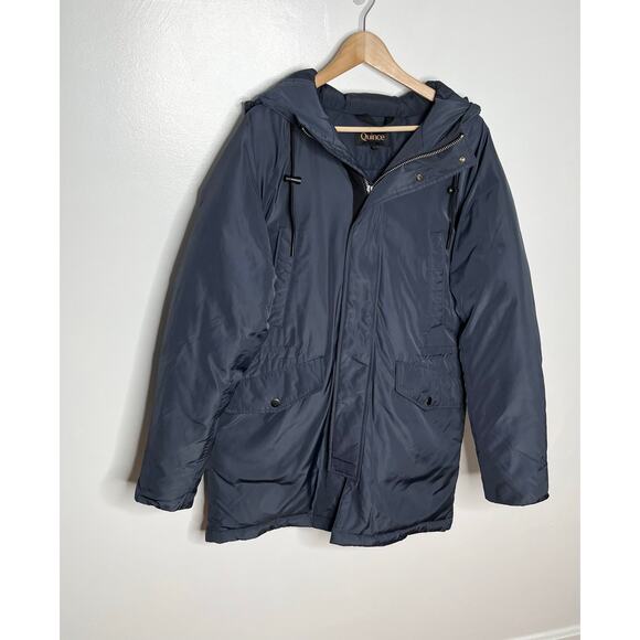 Quince Men's Recycled Primaloft Parka Jacket Coat Medium Navy Full Zip Pockets - Picture 2 of 13